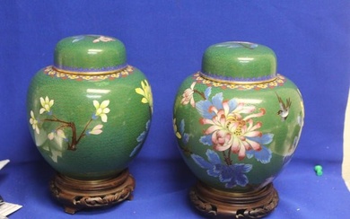 Pair of Chinese Cloisonne Jars