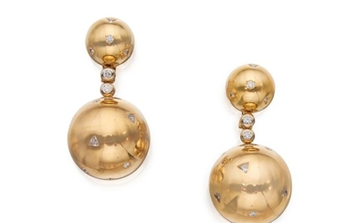 Pair of Gold and Diamond ‘Boule’ Pendant-Earclips, de Grisogono