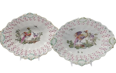 Pair of Hand-Painted Porcelain Oval Dishes