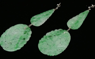 Pair of Jade Earrings. China. 19th century Jades. 20th