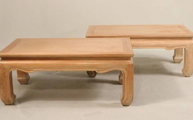 Pair of Ming Style Pickled Oak Coffee Tables