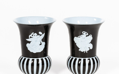 Pair of Wedgwood Brown Slip-decorated Pearlware Vases