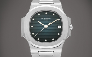 Patek Philippe Nautilus, Reference 3800 | A stainless steel and diamond-set bracelet watch with date, Circa 1996 | 百達翡麗 | Nautilus 型號3800 | 精鋼鑲鑽石鏈帶腕錶，備日期顯示，約1996年製