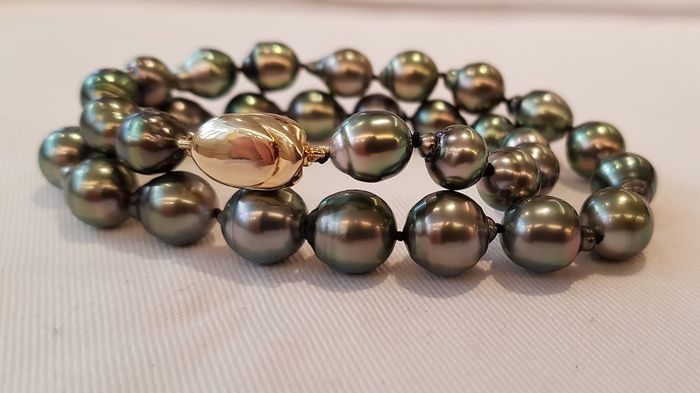 Peacock Tahitian pearls bracelet in 925 silver