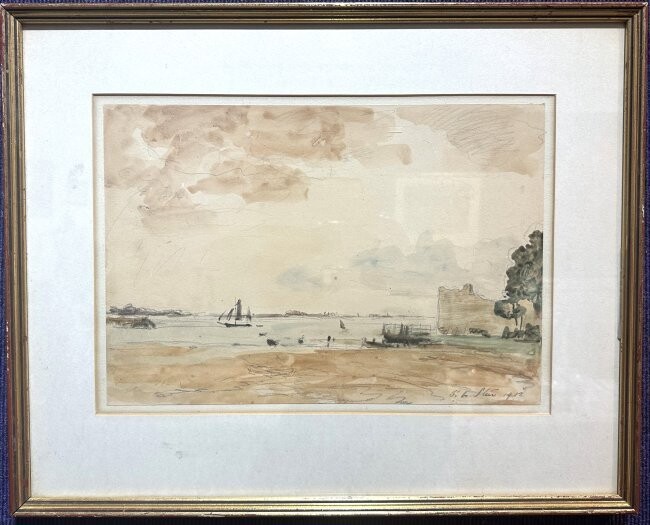 Philip W. Steer watercolor of sailboat, 1912