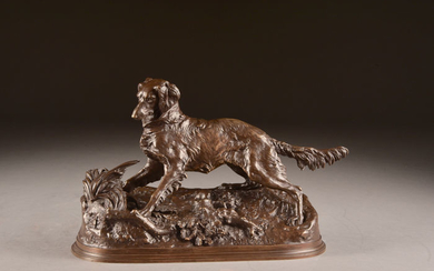 Pierre Jules Mêne (1810 - 1879)- Sculpture, beautifully executed image of a dog (1) - Bronze (patinated) - mid 19th century