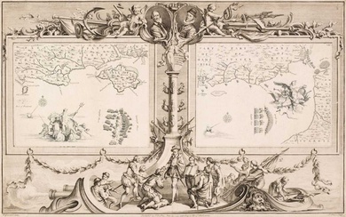 Pine (John), Two charts (on one sheet) showing the progress of the Spanish Armada, 1739