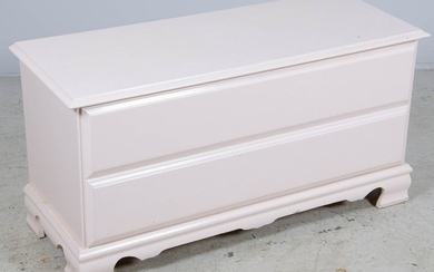Pink painted paneled front blanket chest