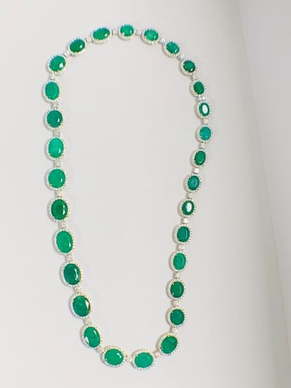 Platinum and Yellow Gold Emerald and Diamond necklace...