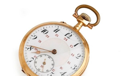 Pocket watch in 18K (750/°°) yellow gold, double...