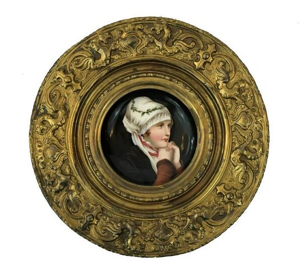 Porcelain Plate With Brass Frame