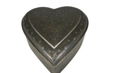 Probably Toledo, Spain antique heart shape silverplate