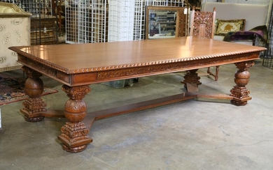 RENAISSANCE REVIVAL STYLE CARVED DINING TABLE