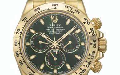 ROLEX. AN ATTRACTIVE 18K GOLD AUTOMATIC CHRONOGRAPH WRISTWATCH WITH BRACELET, GUARANTEE AND BOX