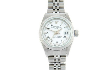 ROLEX - an Oyster Perpetual Date bracelet watch. Circa 2003. Stainless steel case with engine turned