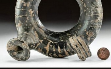 Rare Greek Blackware Ring-Shaped Askos