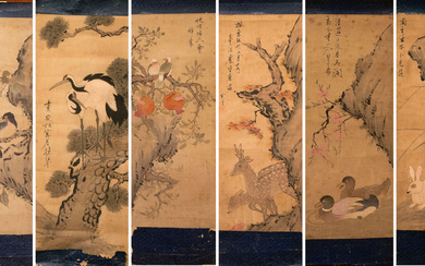 Rare and fine Six 18th Century Chinese Scroll Paintings on...