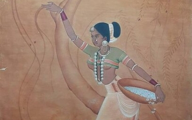 Rare watercolour paper painting artist Nandlal Bose