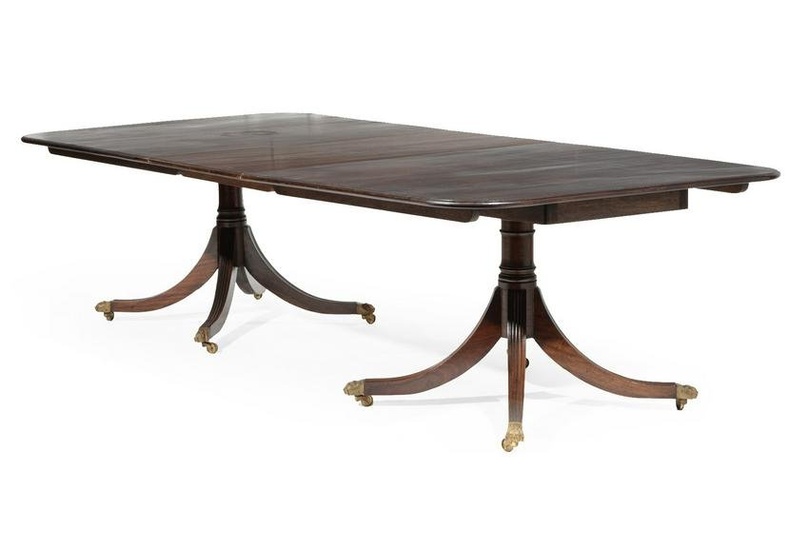 Regency-Style Mahogany Two Pedestal Dining Table