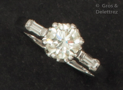 Ring " Solitaire " in white gold, adorned...