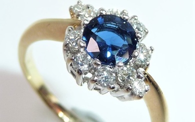 Ring White gold Round Diamond (Natural) - Sapphire