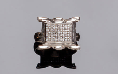 Ring in 10 K white gold, with a rectangular,...