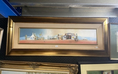 Robert Pope - "Coolgardie, W.A" oil on canvas on board, 40 x 101cm (frame), signed