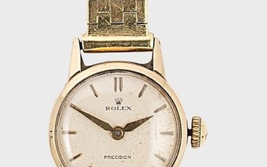 Rolex - A Swiss 9ct gold 'Precision' wristwatch on a later bracelet