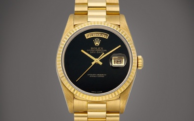 Rolex Day-Date, Reference 18238 A yellow gold wristwatch with day,...