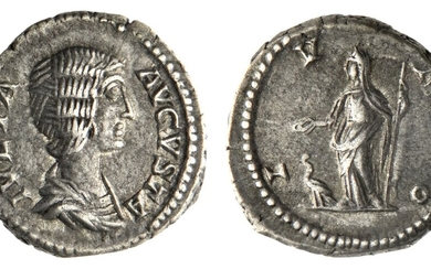 Roman Imperial. Julia Domna, Augusta. (193-217). AR Denarius. Rome, struck 200-211. 3.7 gms. Dr...
