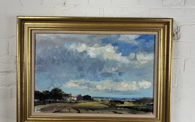 Roy Petley (British b.1950) Landscape with farmhouse Oil o...