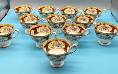 Royal Albert Teacups (12) in the 'Lady Hamilton' Pattern....