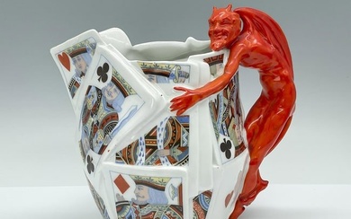 Royal Bayreuth Porcelain Pitcher, Devil and Cards