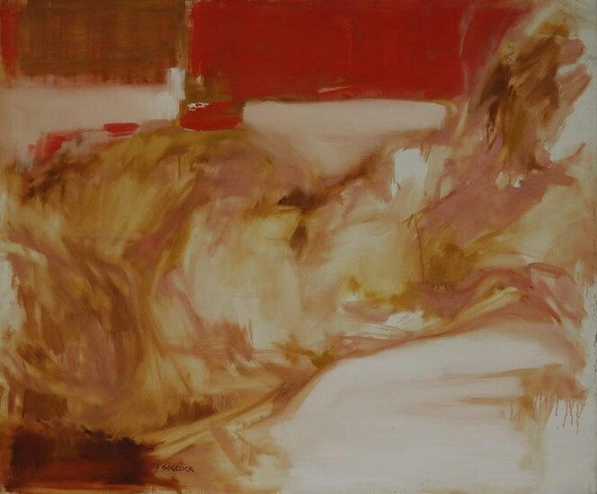 S Gorecick Signed Oil on Canvas "Reclining Pink