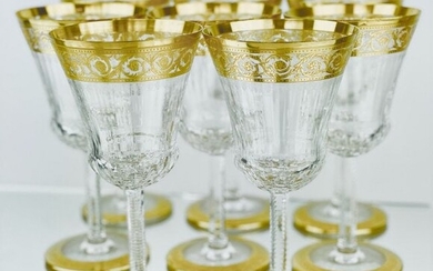 SET OF THISTLE PATTERN ST LOUIS CHAMPAGNE GLASSES