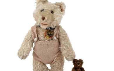 STEIFF Teddy-Baby und Miniatur -Teddy, um 1950.