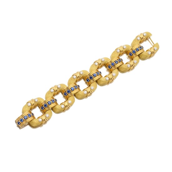 Schlumberger for Tiffany & Co. Gold, Sapphire and Diamond 'Cooper' Bracelet
