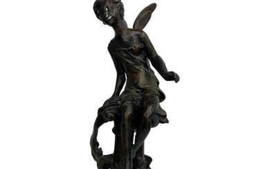 Sculpture, Elf op pedestal - Art Nouveau - 33 cm - Bronze - 1910