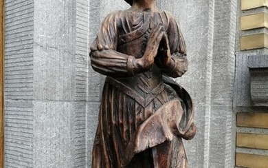 Sculpture, Large Early 18th Century Wooden Saint Mary Statue (1) - Medieval - Wood - Early 18th century