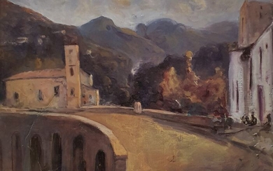 Scuola italiana del XIX secolo - Veduta di Cava de' Tirreni