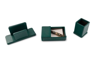 Secretary Madeleine Albright's Green Embossed Leather Desk Set and a Jean Pierre-Lepine Limited