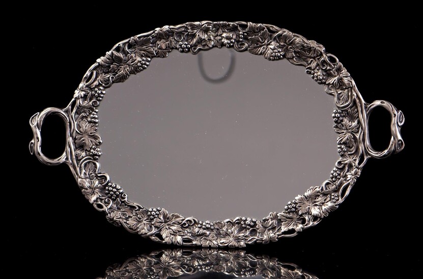 (-), Serving tray with mirror, base, marked Godinger...