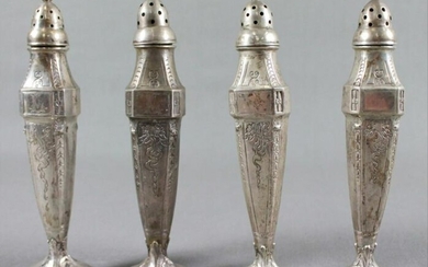 Set Of 4 Silver Salt Shakers