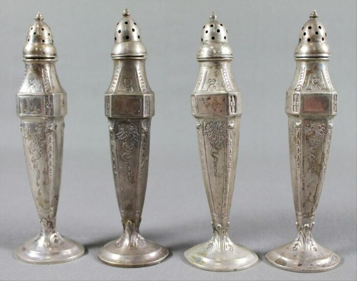 Set Of 4 Silver Salt Shakers