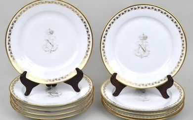Set Ten French Porcelain Plates "Napoleon III"