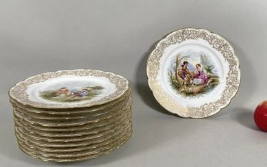 Set Twelve Limoges 1846 Porcelain Cabinet Plates