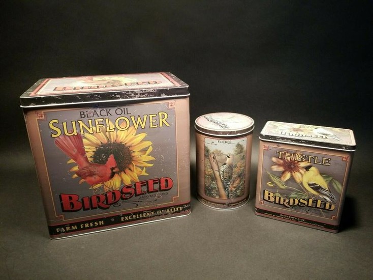 Set of 3 Advertising Tin Box Sunflower Bird Seed