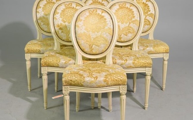 Set of 6 Louis XVI Style Painted Balloon Back Chairs