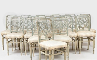 Set of Twenty Directoire Style Painted Dining Chairs