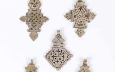 Set of five Ethiopian crosses made by cutting...